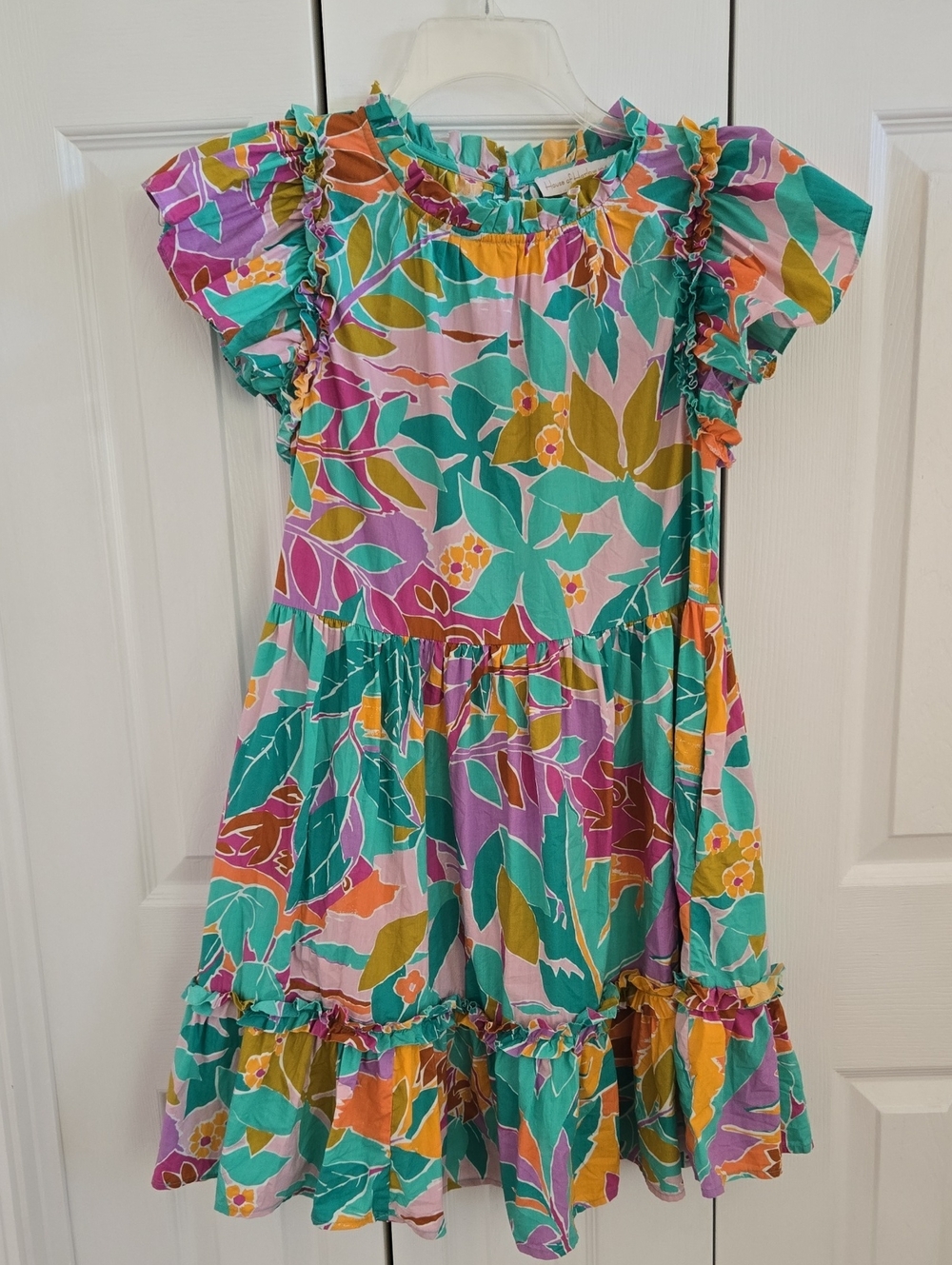 House Of Harlow 1960 Colorful Floral Ruffle Dress - Teal, Pink & Yellow